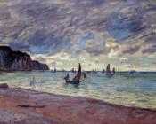 克劳德莫奈 - Fishing Boats by the Beach and the Cliffs of Pourville